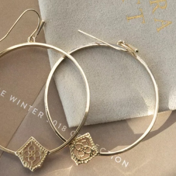 Kendra Scott Elberta Pink Quartz Hoop Earrings - Picture 3 of 4